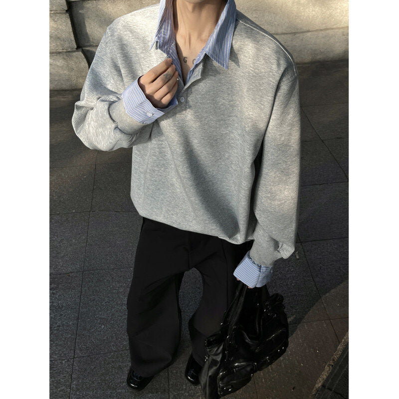 Two-in-One Polo Collar Hoodie  Spring Casual Edition