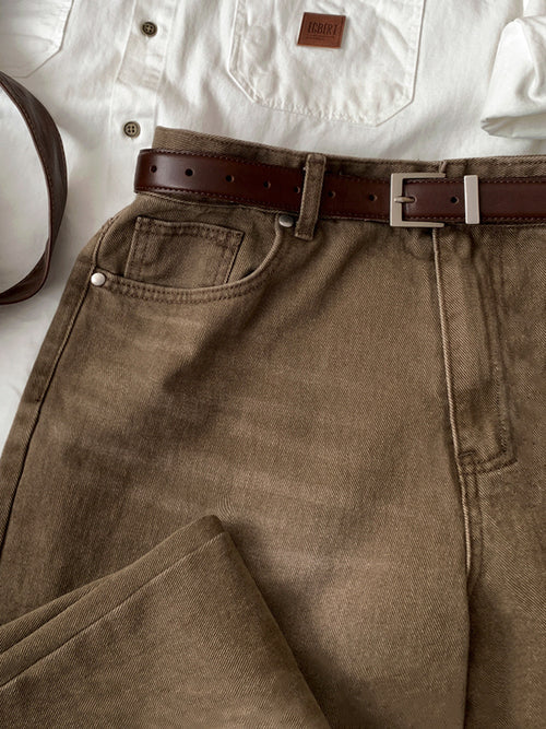 Retro Washed Denim Trousers