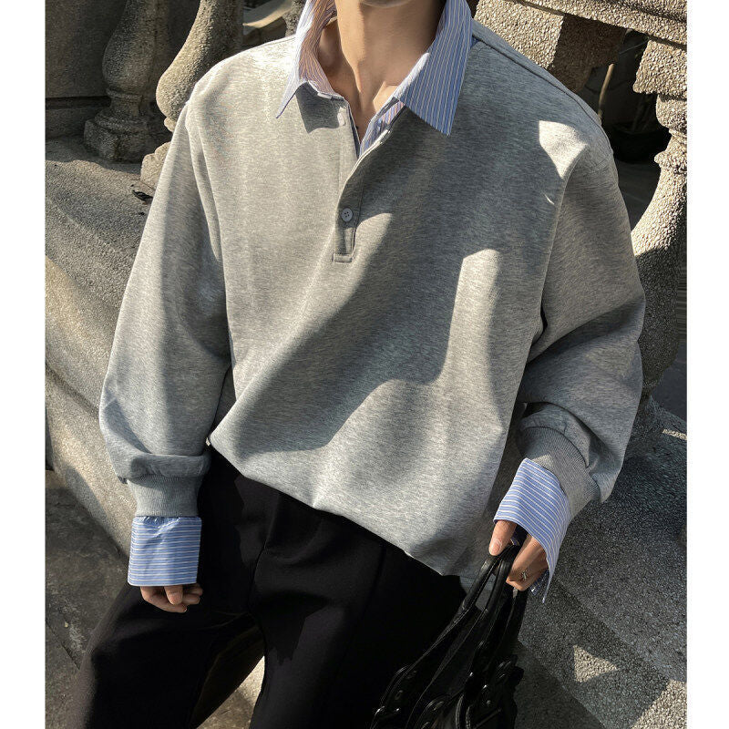 Two-in-One Polo Collar Hoodie  Spring Casual Edition