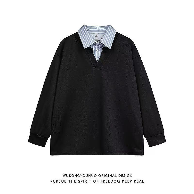 Two-in-One Polo Collar Hoodie  Spring Casual Edition