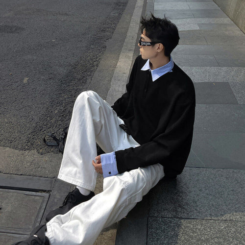 Two-in-One Polo Collar Hoodie  Spring Casual Edition